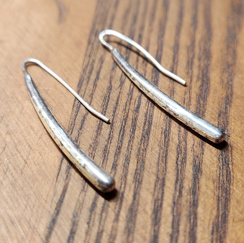 Silver Tear Drop Pull Through Earrings - image 1